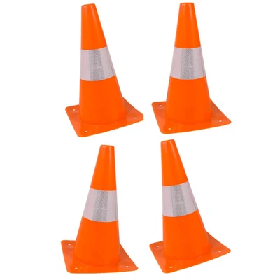 Orange Safety Cones - Hazard Cones (4Pc) 12" Hardware Plastic Safety Cone with R - Image 1 of 4