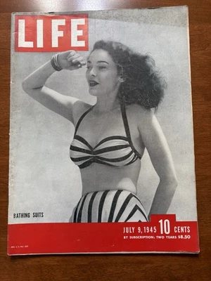LIFE MAGAZINE JULY 9, 1945 Fashion, WWII, advertisements, Movies, Style, VG+ - Image 1 of 4