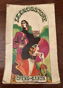 Vintage Hippie Grafik Menü Le Drugstore NYC Paris Chic 1969 recht selten - Bild 1 von 11