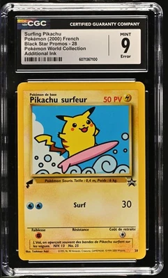 CGC 9 MINT Surfing Pikachu Black Star Promo 28 Pokémon World Collection Card - Image 1 of 2