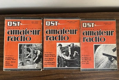 Lot of 3 QST Magazines 1937 – Oscilloscope, Ladder Mast & Speech Equipment - Image 1 of 4