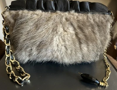 НОРКА ИЗ НАТУРАЛЬНОЙ КОЖИ PAOLO MASI СДЕЛАНО В ИТАЛИИ МЕХА СУМОЧКА/ДАМСКАЯ СУМКА - Изображение 1 из 4