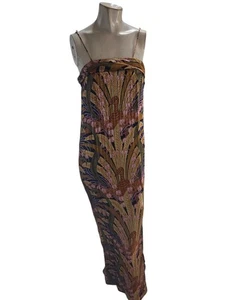 Vestido para mujer Jim Heilman 4 vintage de seda intenso vestido de pavo real sin mangas maxi sin mangas - Imagen 1 de 9