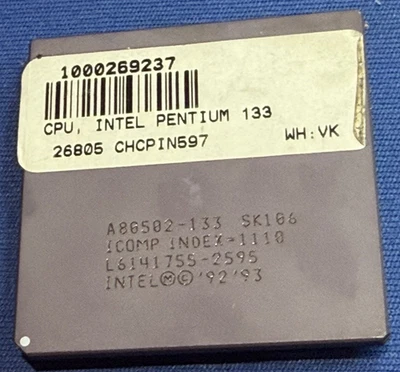 A80502133 SK106 pentium INTEL 133MHZ NOS GOLD VINTAGE COLLECTIBLE RARE w/Label - Image 1 of 2