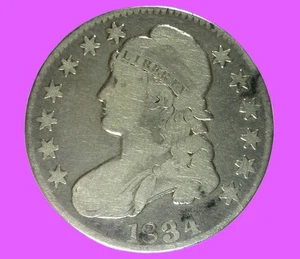 MONEDA - BUSTO TAPADO 1834P MEDIO DÓLAR TIPO 1 BORDE CON LETRAS, FECHA GRANDE Y LETRAS - Imagen 1 de 4