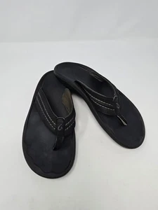OLUKAI HOKUA BLACK SANDALS FLIP FLOPS THONGS SUMMER BEACH VACATION MEN SIZE 11 - Picture 1 of 12