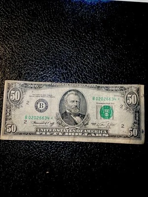 1974 50 Dollar Bill Star Note Off Center - Image 1 of 4