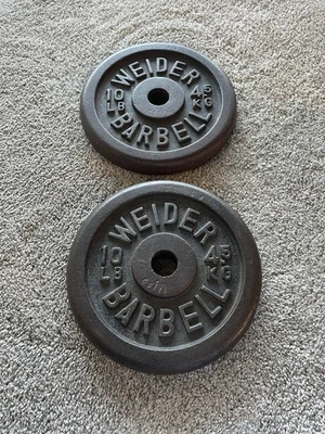 Placas de peso con barra Weider de 10 libras estándar agujero de 1", 2x10 lb 20 libras en total Foto 1 de 4
