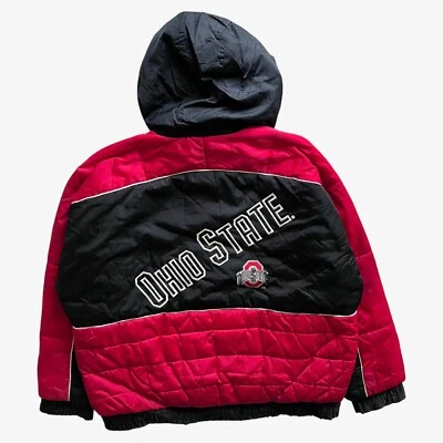 Vintage 90s Men's Pro Player Ohio State Buckeyes Hooded Jacket, Retro Football - Image 1 of 4