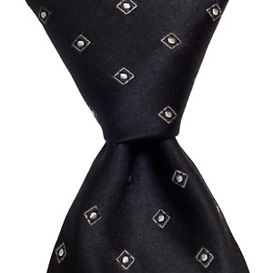DAVID DONAHUE Men's 100% Silk Necktie USA Woven Luxury Geometric Black/Gray EUC