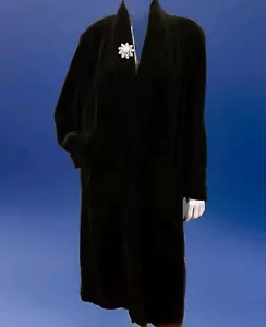 JS COLLECTIONS- Black Velvet Evening Maxi Coat Open Vintage Glam Sz S/M - Picture 1 of 8