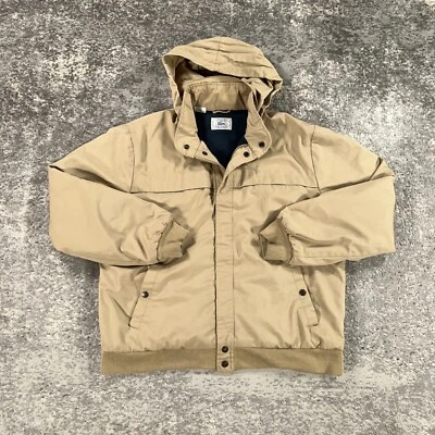 Chaqueta de bombardero vintage IZOD Lacoste para hombre XL beige forrada de lana capucha empacable años 90 Foto 1 de 4