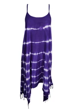 Boho Gypsy Hippy  Tie-Dye Spaghetti Strap Tassel Hem Blue Flare Sundress S/M 