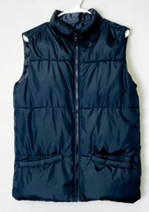 Old Navy Puffer Vest Youth Size XXL 18 Navy Full Zip Pockets black comfort wear - Bild 1 von 10