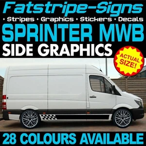to fit MERCEDES SPRINTER MWB GRAPHICS STICKERS STRIPES RACE CAMPER VAN MOTORHOME - Picture 1 of 2