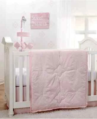 NUEVO Juego de cama para cuna infantil NoJo Chantilly 4 piezas rosa y blanco 100 % algodón Foto 1 de 4