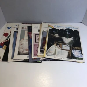 12 Assorted Cross Stitch Pattern Books Lot Baby Kids Bibs Noah Quilts Bears - Picture 1 of 19