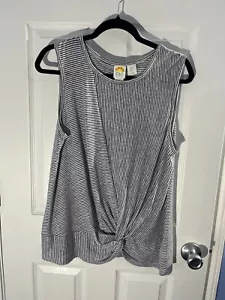 C&C California Linen Blue and White Striped Sleeveless Top Knotted Front Large - Picture 1 of 11