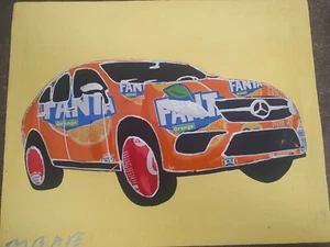 COCHE MERCEDES CON PARED LONA IMAGEN SIN MARCO - Imagen 1 de 6