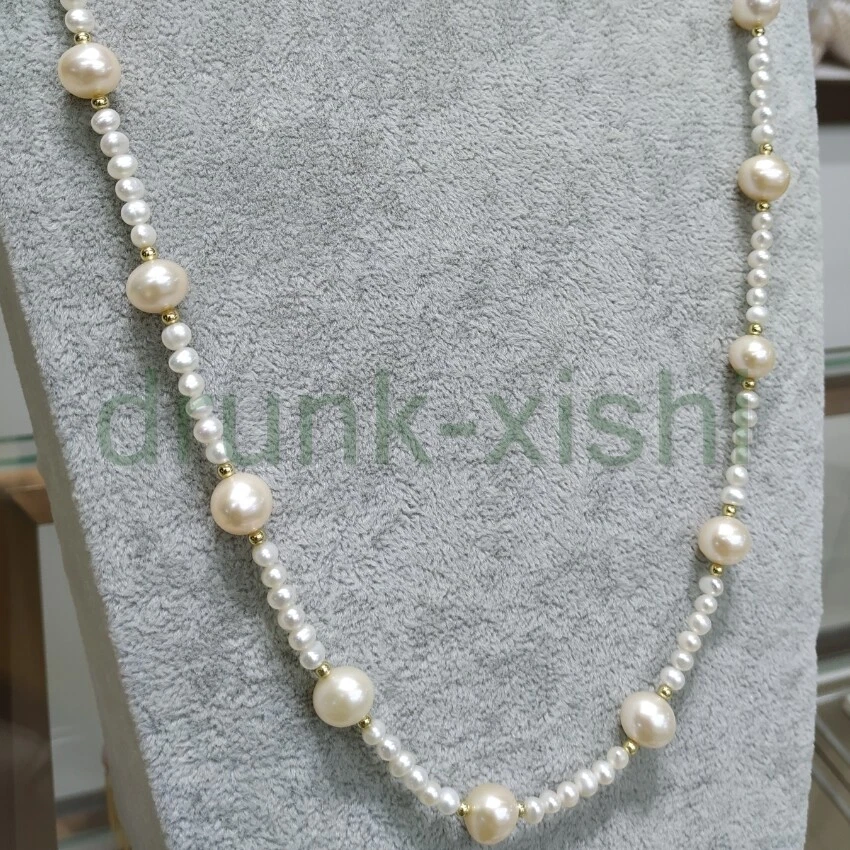 38" Genuine White Golden Pink South Sea Mixed Pearl Necklace 14k Gold P - Image 1 of 4