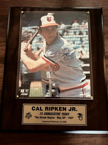 Signed Cal Ripken Jr. signed Plaque  15 Consecutive years limited Ed.  12x15 Cover