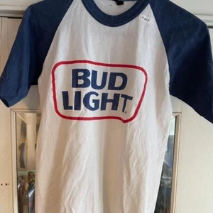 80s White and blue Bud Light baseball tee on an Endless Summer Tag #beerlover - Picture 1 of 1