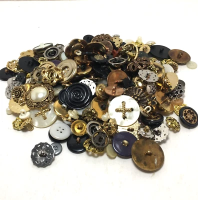 Craft buttons shank & flat 200+ fashion scrapbook junk journal flower Victorian - Image 1 of 4