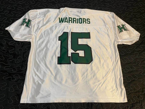 Vtg COLT BRENNAN #15 Hawaii Warriors White Jersey Mens Adult 2XL XXL Cover
