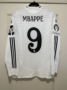 Mbappe #9 Mens MEDIUM Adidas Authentic Real Madrid Champions Home Jersey Long S - Picture 1 of 16