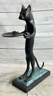 European Made Bronze of Standing Cat, Business Card Holder By Milo Sculpture