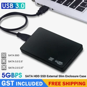 Black USB 3.0 Hard Drive Disk 2.5" SATA HDD SSD External Slim Enclosure Case - Picture 1 of 11
