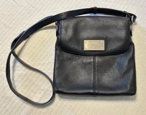 DKNY Donna Karan Black Pebbled Leather Crossbody Shoulder Bag Magnetic - Picture 1 of 11