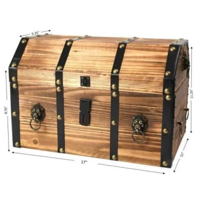 Vintiquewise Decorative Storage Trunk 11" x 17" x 11.25" Wood Natural Finish - Image 1 of 4