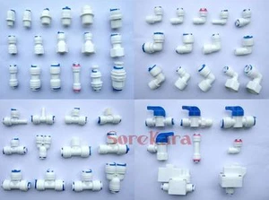 1/4" Push Fit Pipe Tube Fittings Unit Elbow Tee Y Ball Valve RO Aquarium - Picture 1 of 18