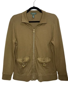 Lauren Ralph Lauren LRL Damen Medium Zip Up Jacke olivgrün leicht - Bild 1 von 5
