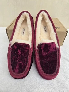 UGG Australia Ansley burgunderrote Damen-Samt-Hausschuhe US-Größe 6 Fell weich - Bild 1 von 8