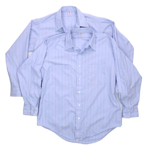 Vintage 2 Flying Cross USPS Shirt 16-33 Long Sleeve Blue Stripe Union USA Made - Picture 1 of 13