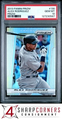 2013 PANINI PRIZM SILVER #130 ALEX RODRIGUEZ YANKEES POP 2 PSA 10 - Image 1 of 3