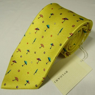 Artículo BVLGARI Corbata de Seda Settepieghe Hecha en Italia Sombrilla Patrón Amarillo Foto 1 de 4