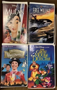 WALT MULAN MARY POPPINS A GREAT MOUSE DETECTIVE FREE WILLY 2 VHS MOVIE LOT LOOK! - Picture 1 of 3