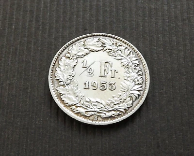 Switzerland 1953-B 1/2 Franc Silver High Grade EF C9285 - Image 1 of 2