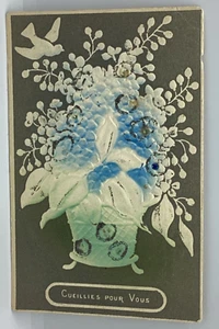 Postcard Cueillies Pour Vous Picked for you flowers and dove Posted France H30 - Picture 1 of 2