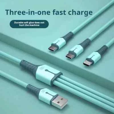 3 in 1 100W Fast Charging Cable USB Type C Charger Cord For Samsung iPhone Pixel - Image 1 of 4