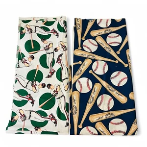 VTG JOE BOXER "At the Bat" Baseball Slugger Sport Cotton Fabric 4 Quilting Lot 2 - Picture 1 of 5