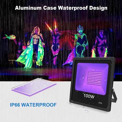 IP66 UV LED Black Light 100Watt Music Stage Party Aquarium Outdoor Floodlight - Image 1 of 4