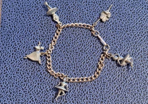 Retro/Vintage Fünf Ballerina Glücksbringer Metall Panzerarmband 17 cm - Bild 1 von 18