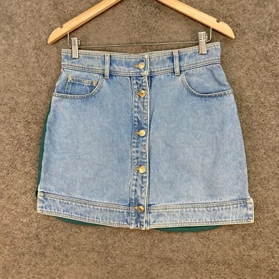 Tommy Hilfiger Mujer Falda Talla 8 Azul Línea A Botón Largo Corto Denim 27714 Foto 1 de 4