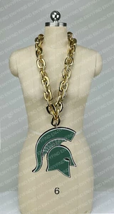 New NCAA MICHIGAN STATE SPARTANS Big Fan Chain GOLD Necklace with Foam LOGO - Picture 1 of 3