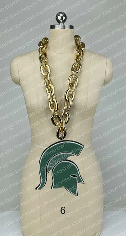 New NCAA MICHIGAN STATE SPARTANS Big Fan Chain GOLD Necklace with Foam LOGO Cover