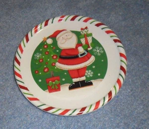 Santa Claus Tree Snowflake Multi-Color 8" Salad Ceramic Plate - Picture 1 of 2